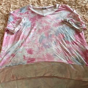 Pink tie-dye short sleeve tee